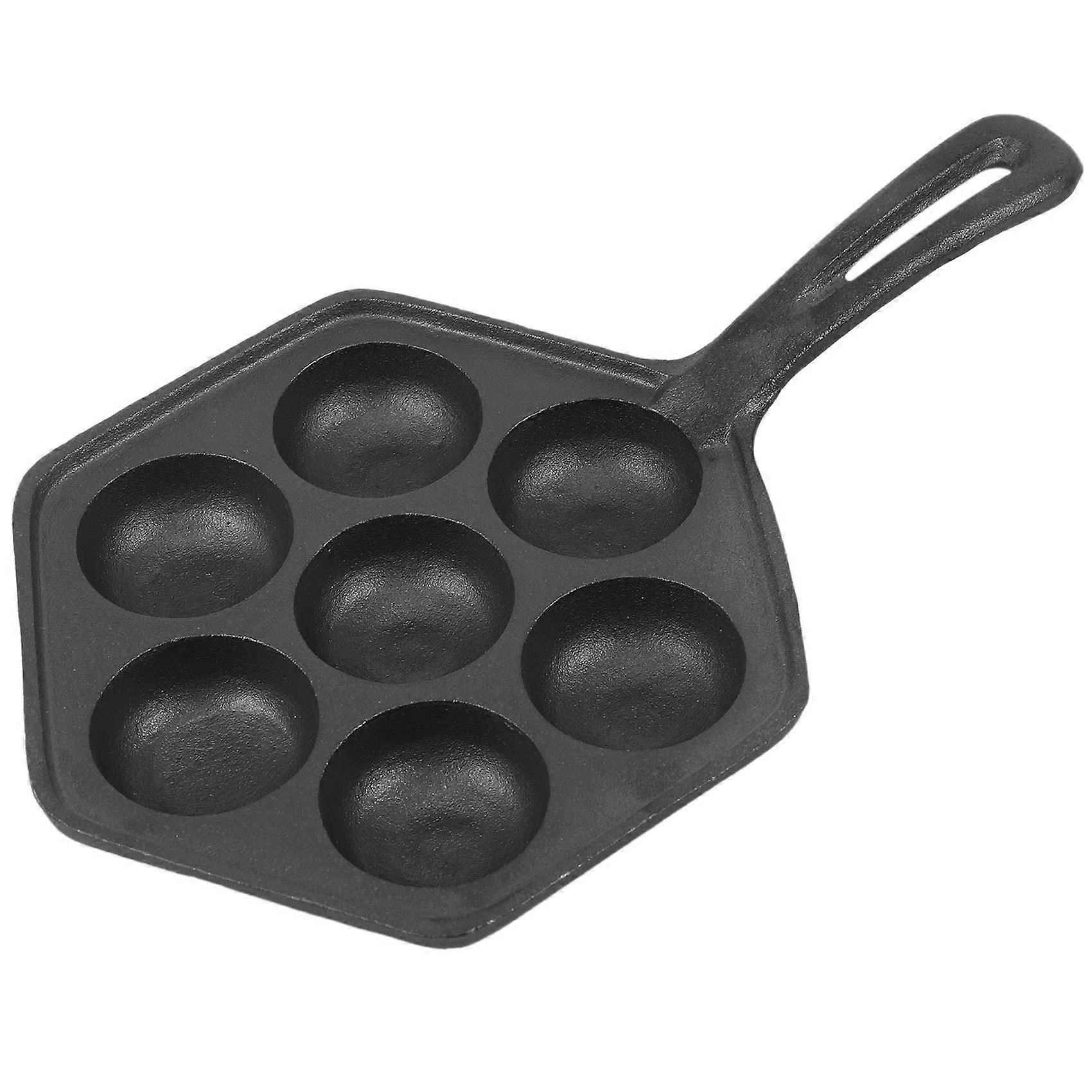 Aebleskiver Pan Cast Iron Nonstick Easy Release Danish Filled Pancake Maker for Versatile Baking