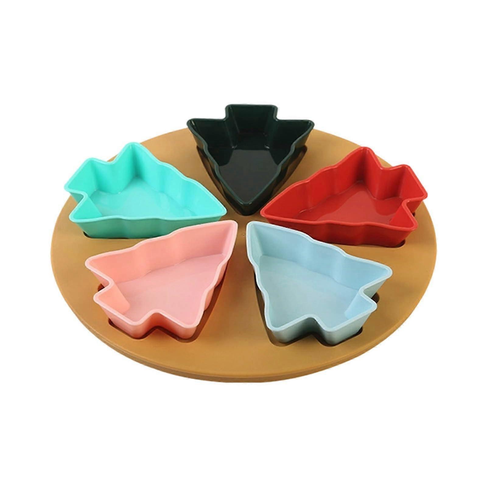 Christmas Tree Serving Tray Set, Festive MultiCompartment Platter for Snacks, Candy, Nuts, 5pcs