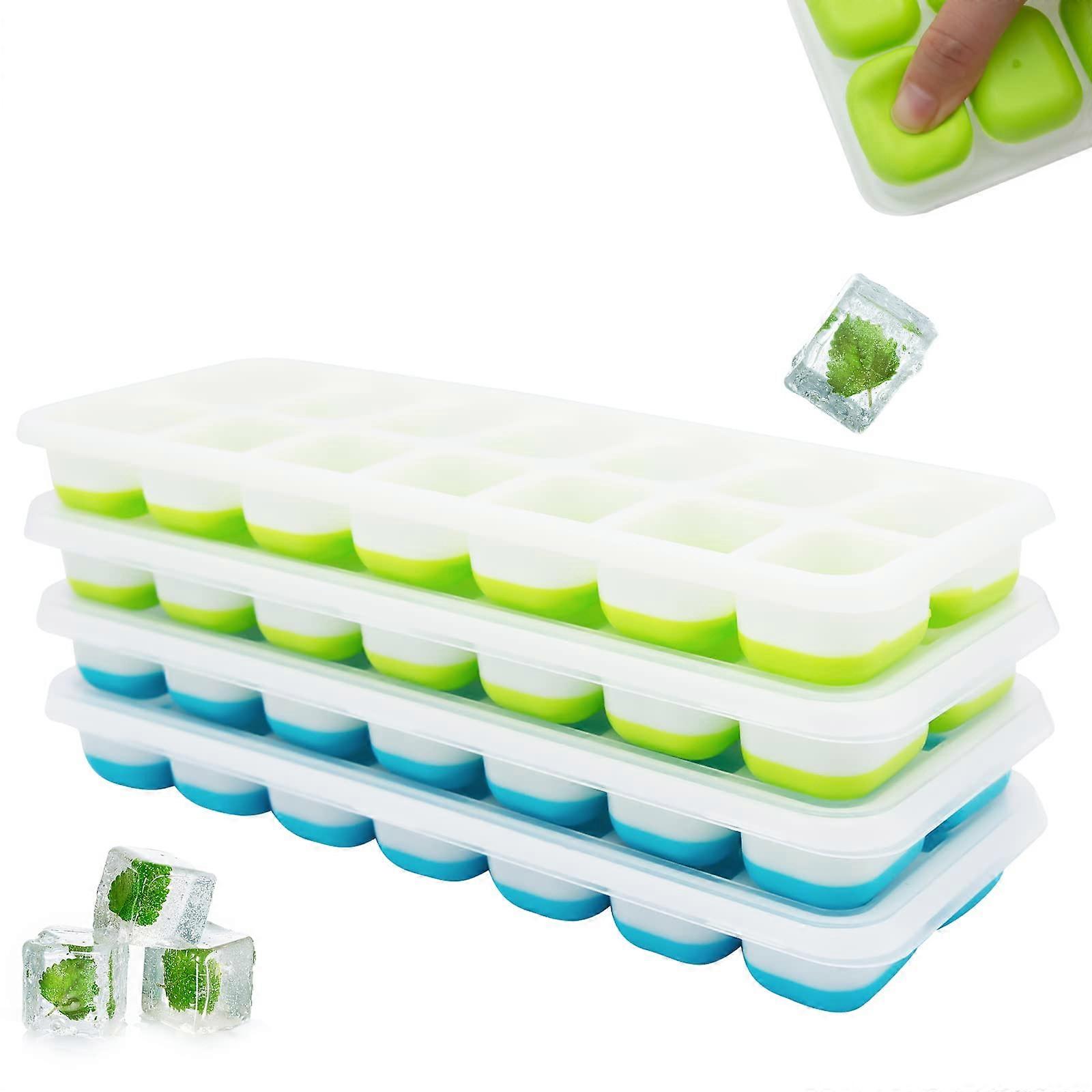 Ice Cube Trays 4 Pack Silicone with LeakResistant Removable Lid, BPA  Stackable Molds for Freezer