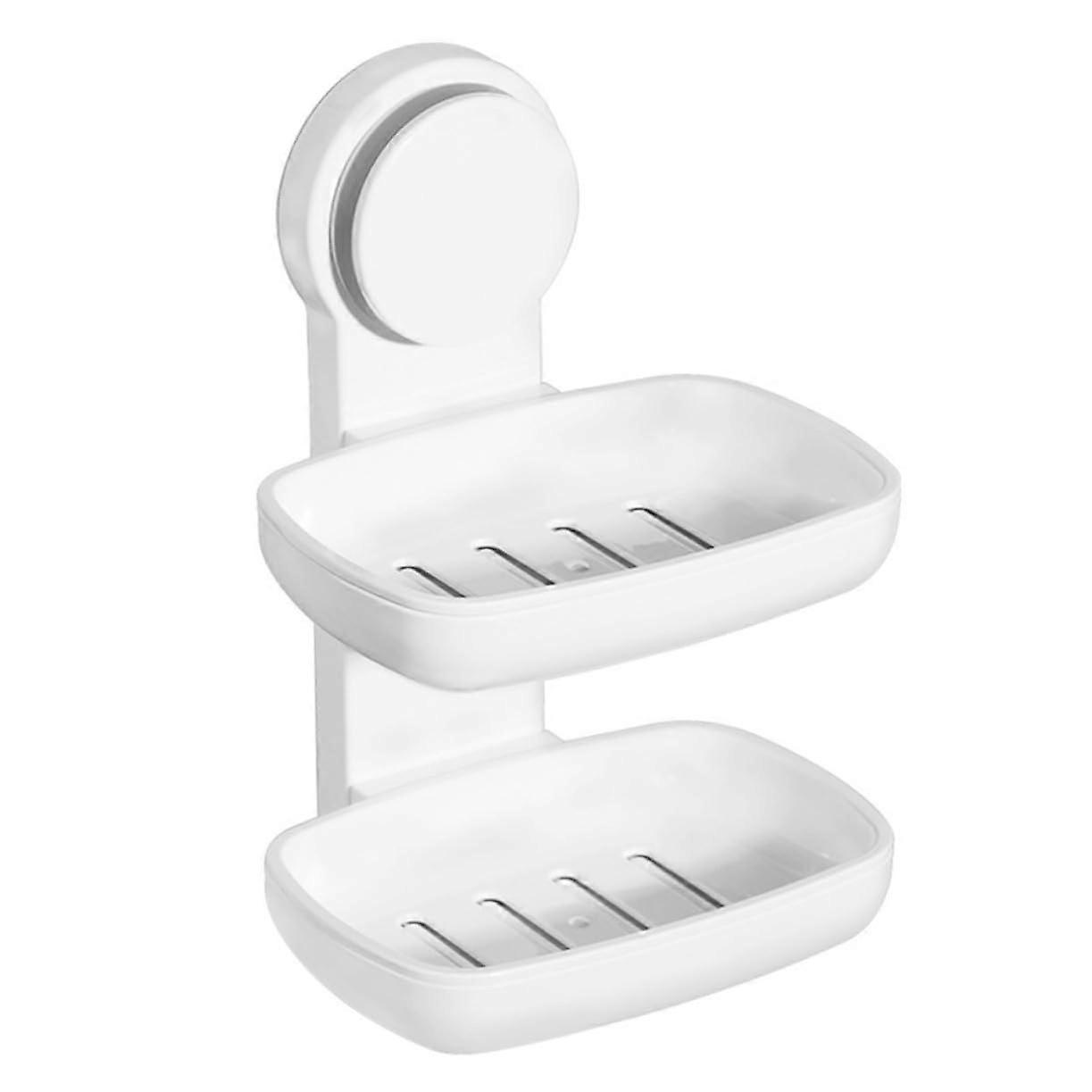 Wall Mounted Soap Holder Double Layer Storage with Quick Drain for Bathroom Kitchen Sink