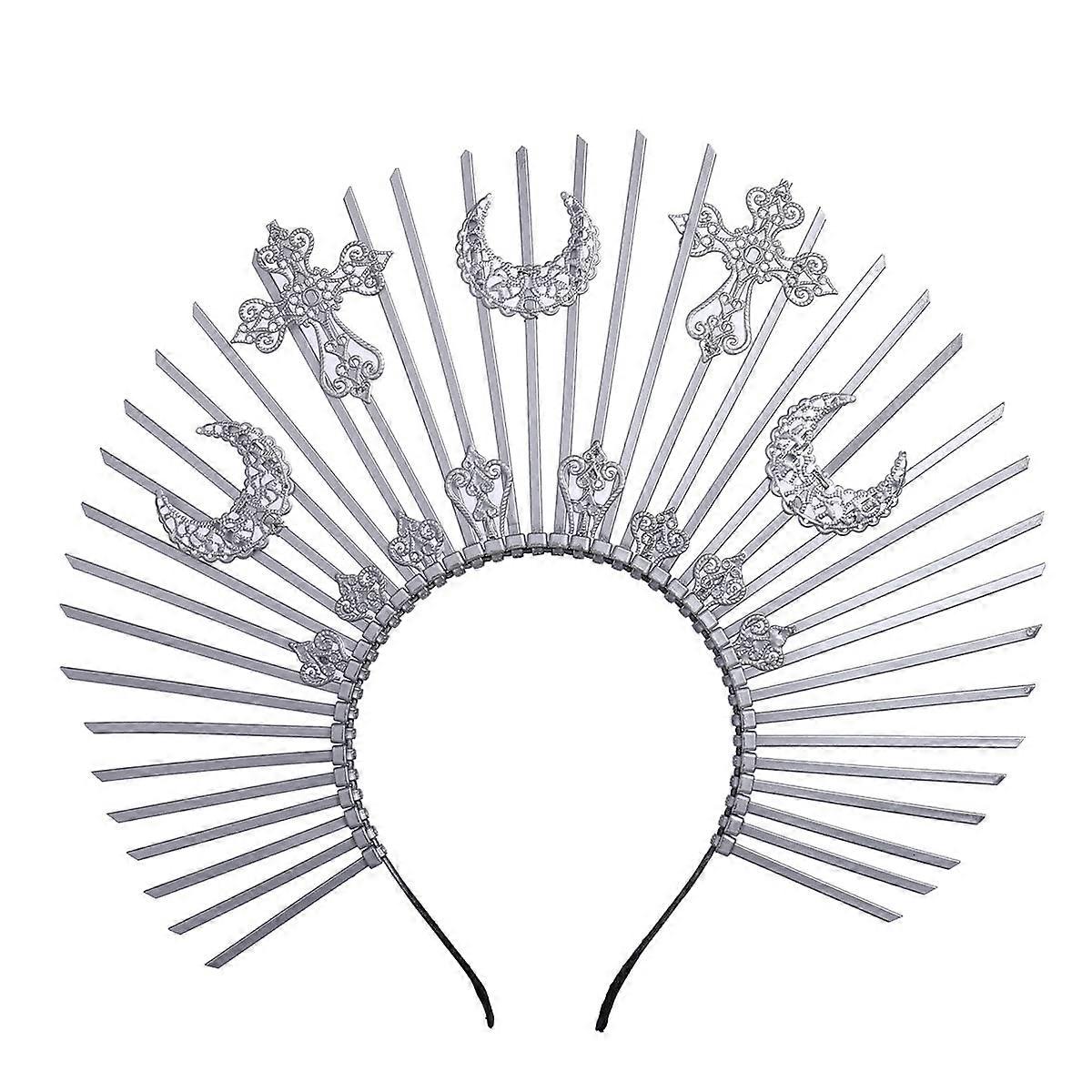 Gold Halo Crown Bridal Headpiece with Adjustable Zip Tie