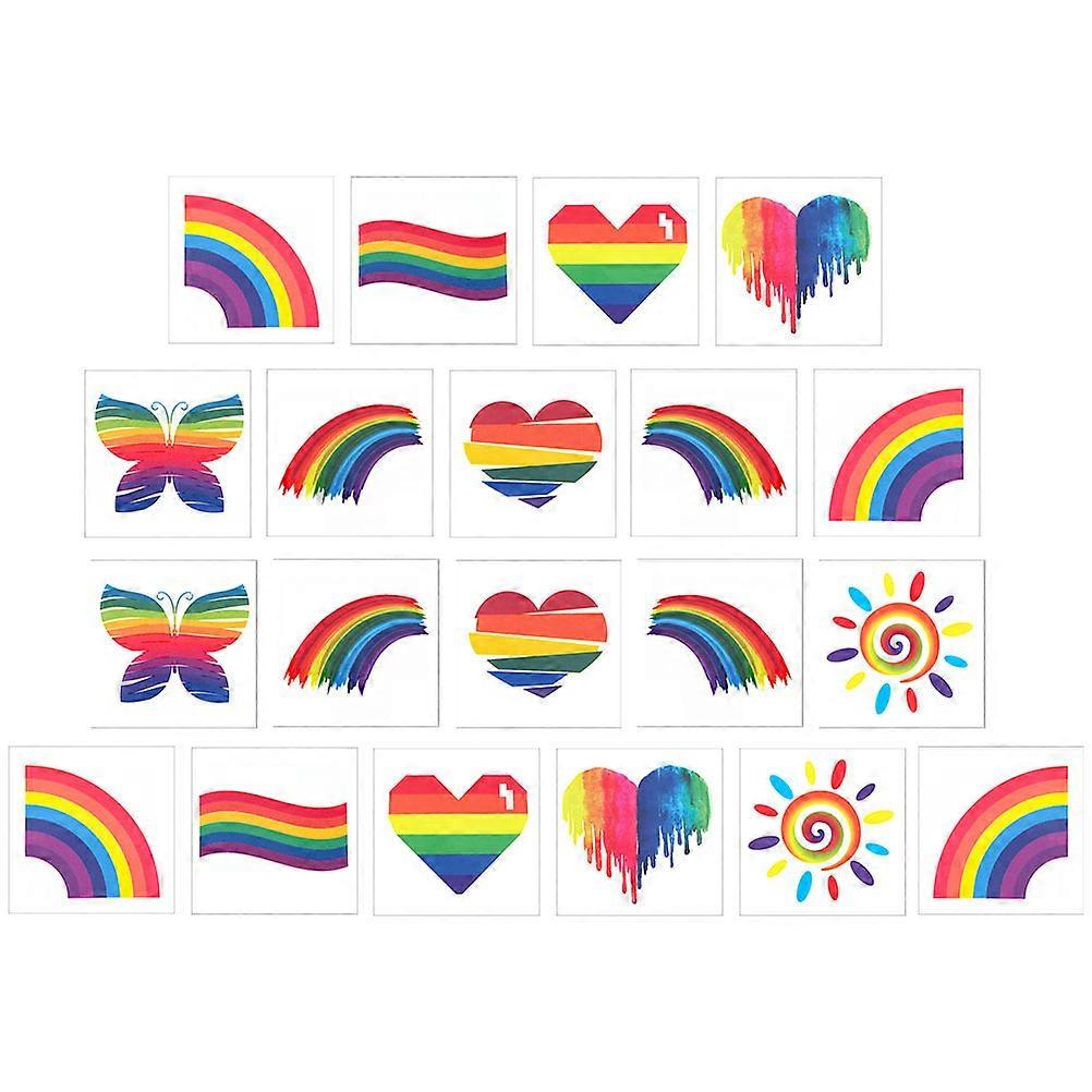Rainbow Temporary Stickers Gradient Face for Decoration 40 Sheets