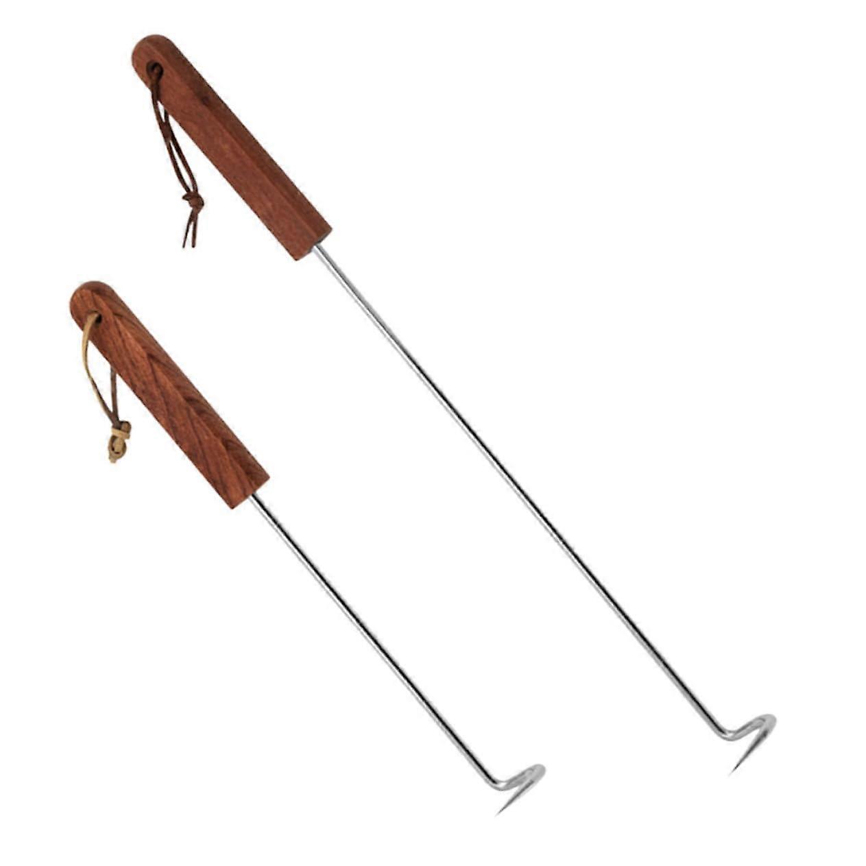 2pcs BBQ Meat Hook Stainless Steel Flipper with Sharp Point for Easy Grilling and Cooking