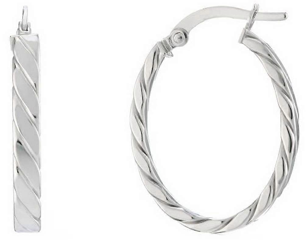Mark Milton Oval Hoop Earrings - White Gold