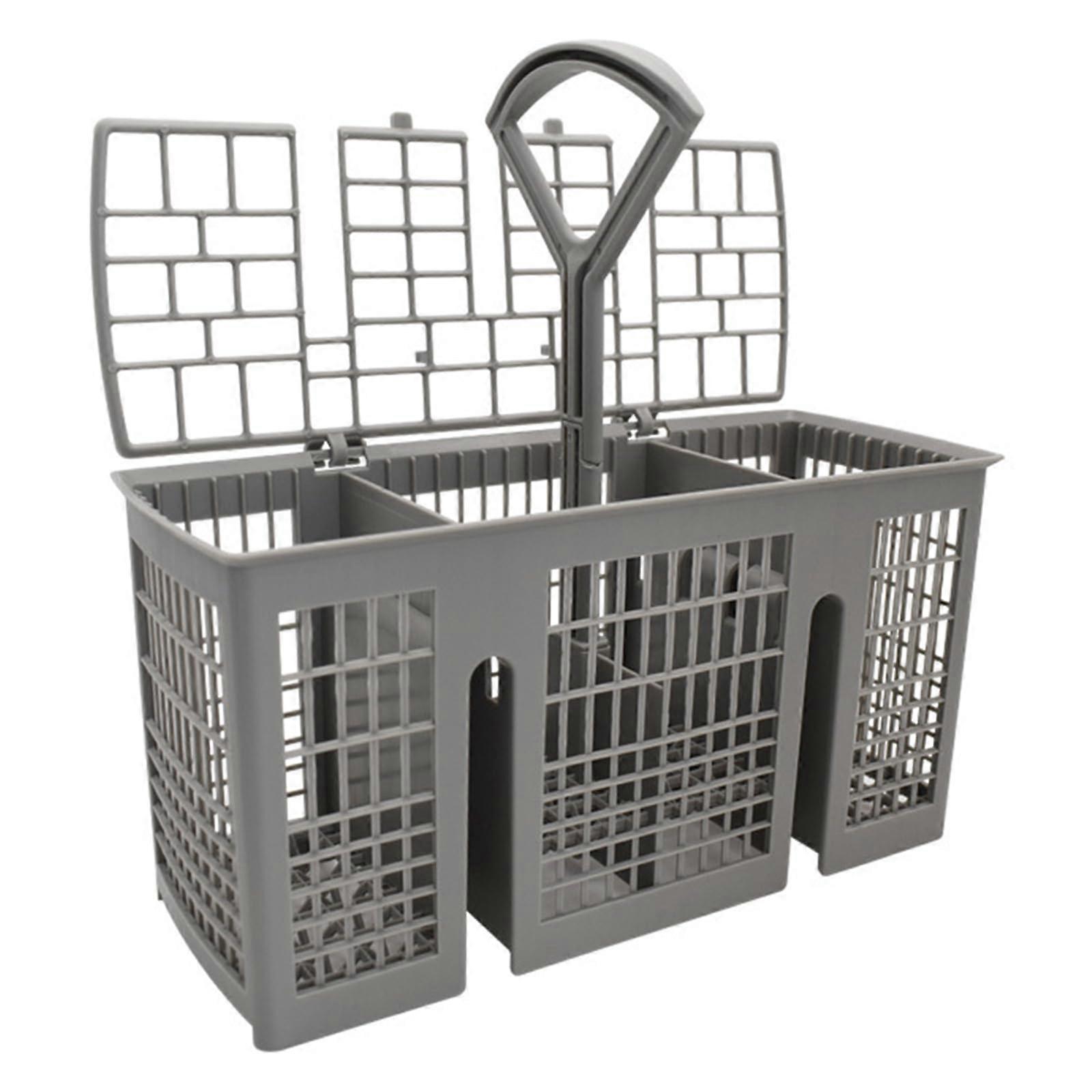 Replacement Dishwasher Cutlery Basket Compatible with Bosch Siemens, 6 Compartments, Grey with Removable Handle