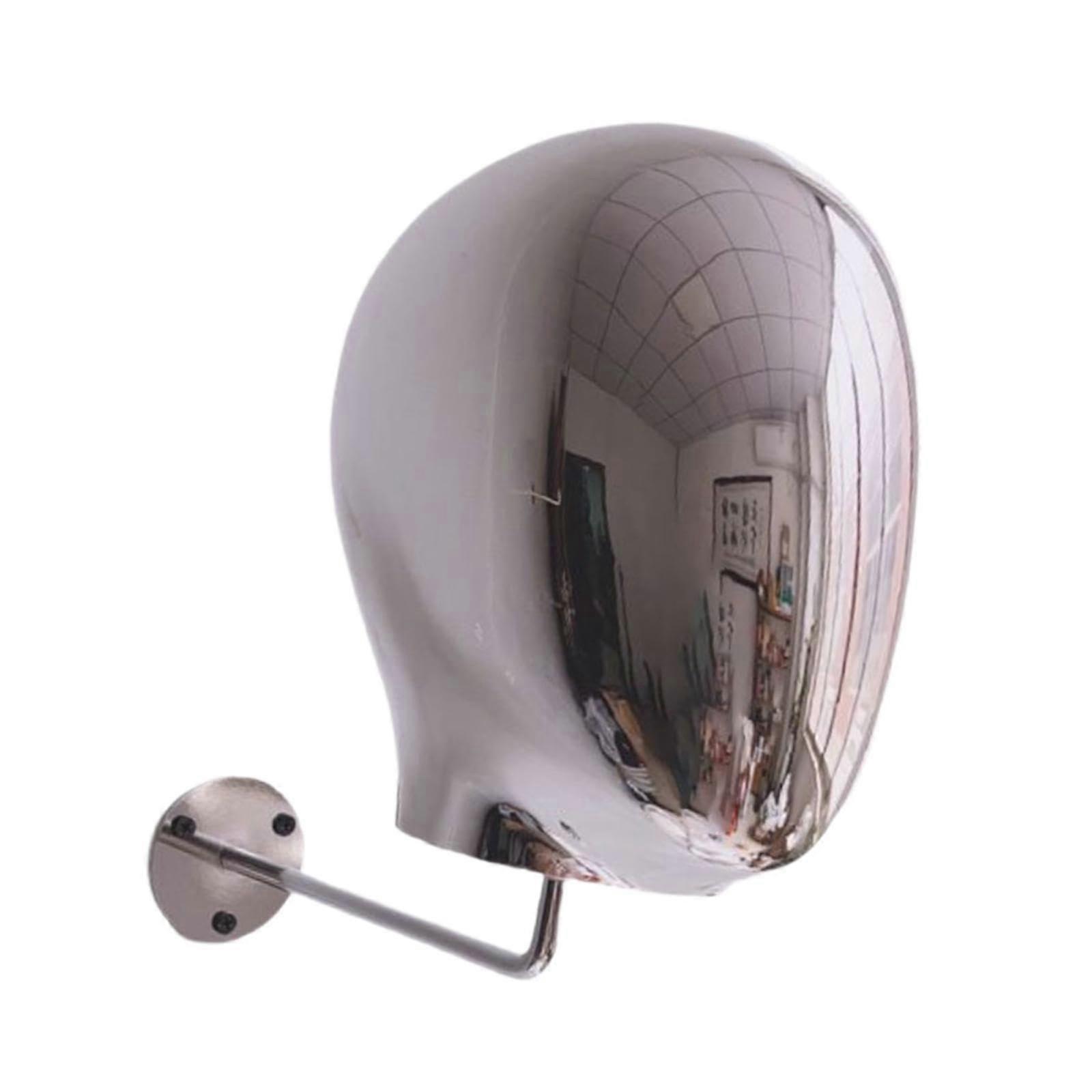 Wall Mount Hat Rack with Detachable Mannequin Head Display Stand for Caps and Headbands, Silver