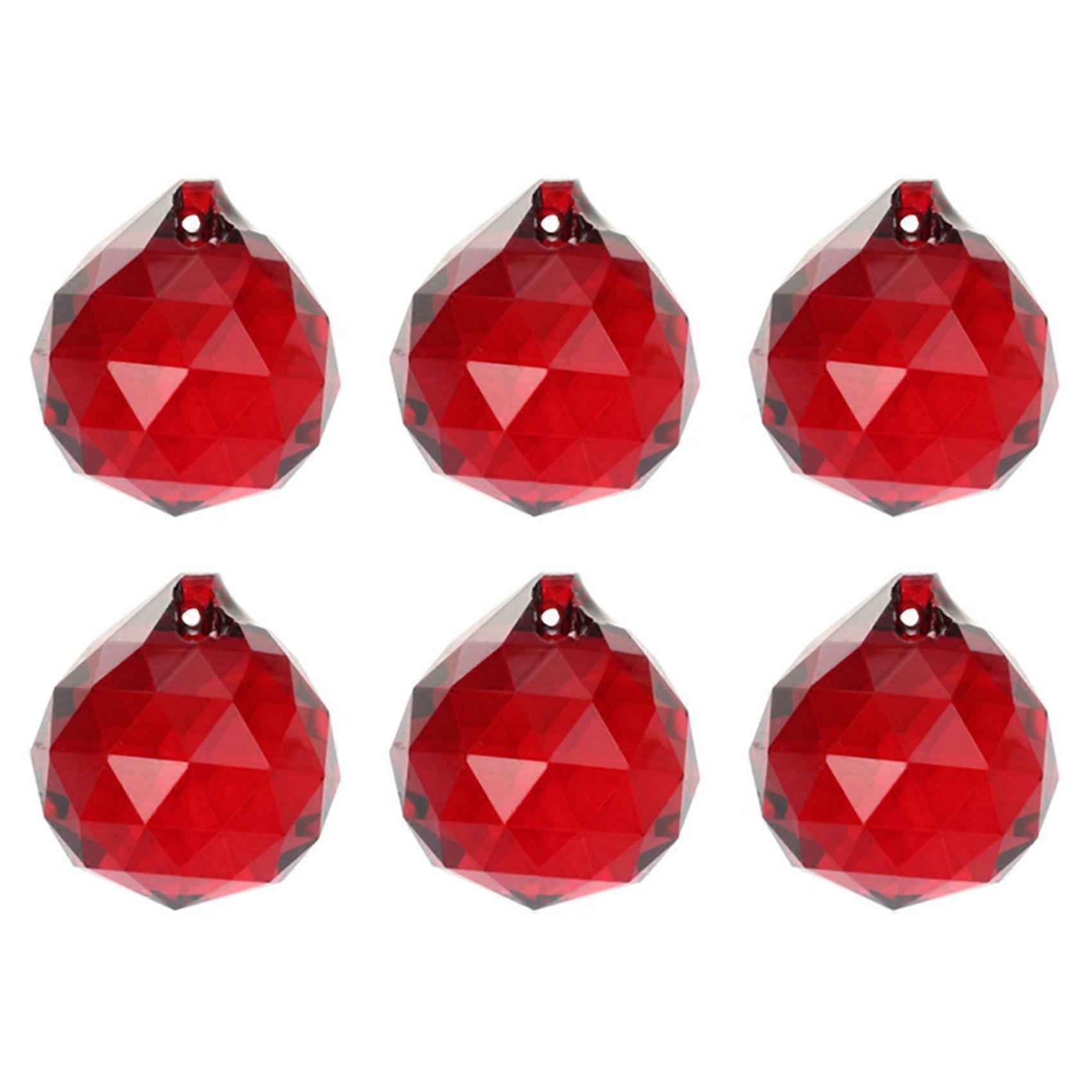 6pcs 30mm Red Crystal Ball Prisms