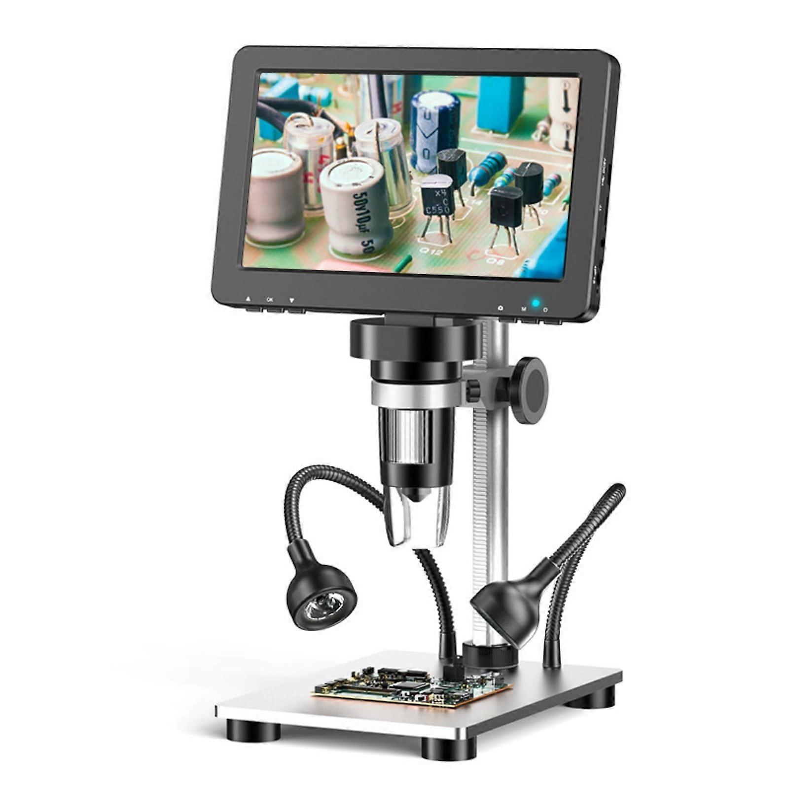 7 Inch LCD Digital Microscope 1080P HD, 1200X Magnification, Adjustable LED, Rechargeable Battery