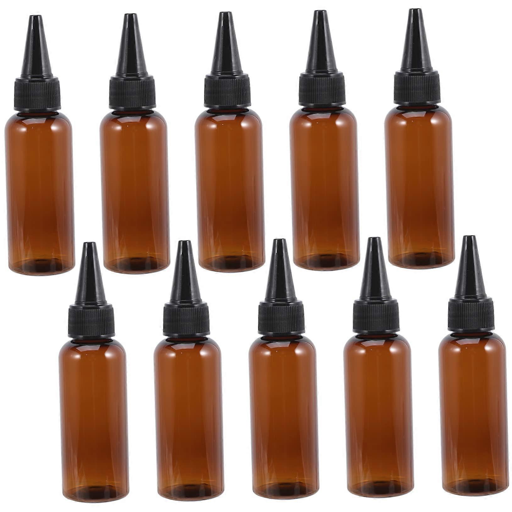 10pcs 50ml Plastic Hair Dye Applicator Bottles with Precision Tip Refillable Castor Oil Containers
