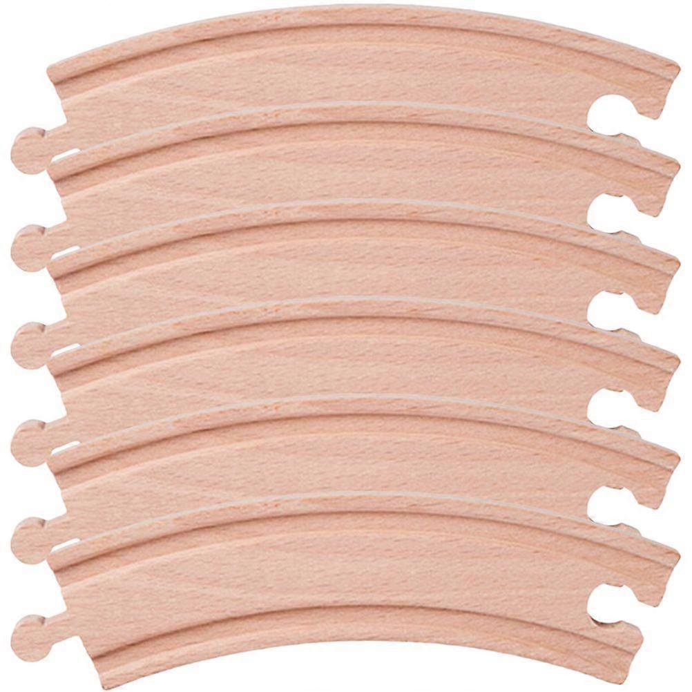 6pcs Children's Train Tracks Accessories Wooden Train Tracks Assemble Blocks