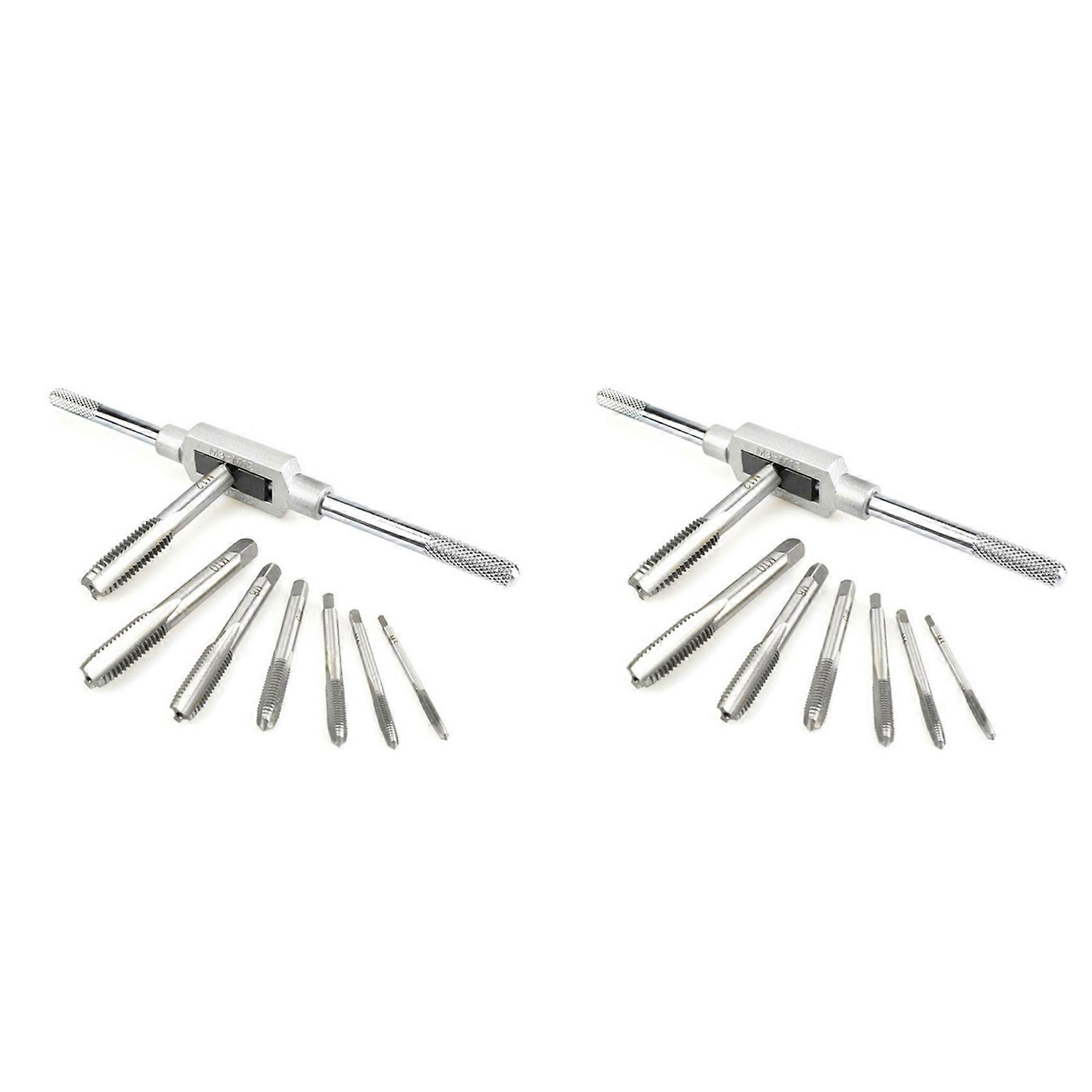 2X 8 in One Tap Tool Set Thread Metric Machine Hand Screw Thread Plug Taps Set