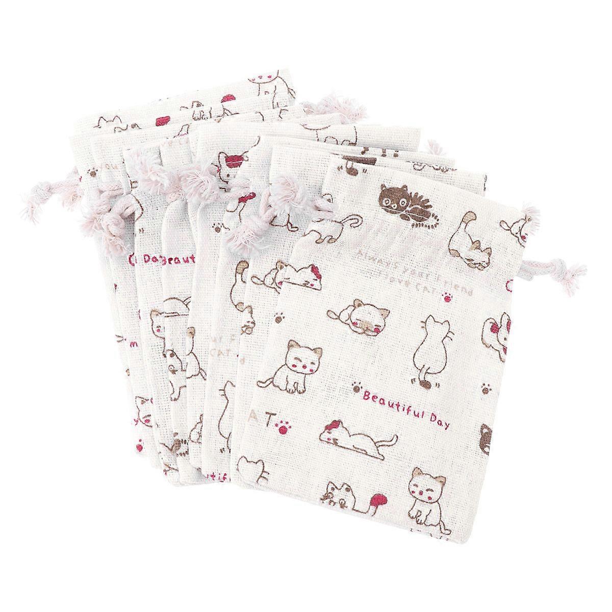 Gift Pouch Drawstring Bags for Storage Use 20Pcs Cat Printing Small Fresh