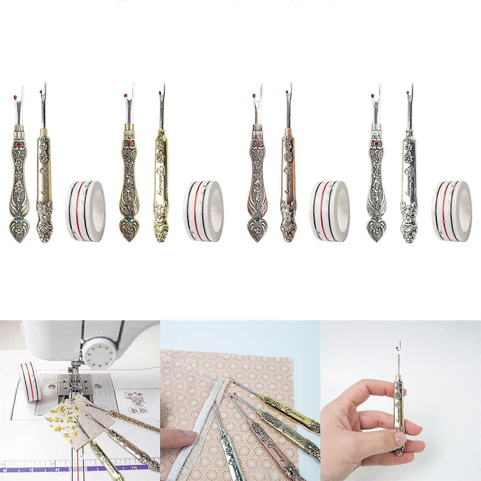 Bronze Seam Ripper Set 2 Pack Sewing Tools with Measuring Tape for Needlework and Thread Removal