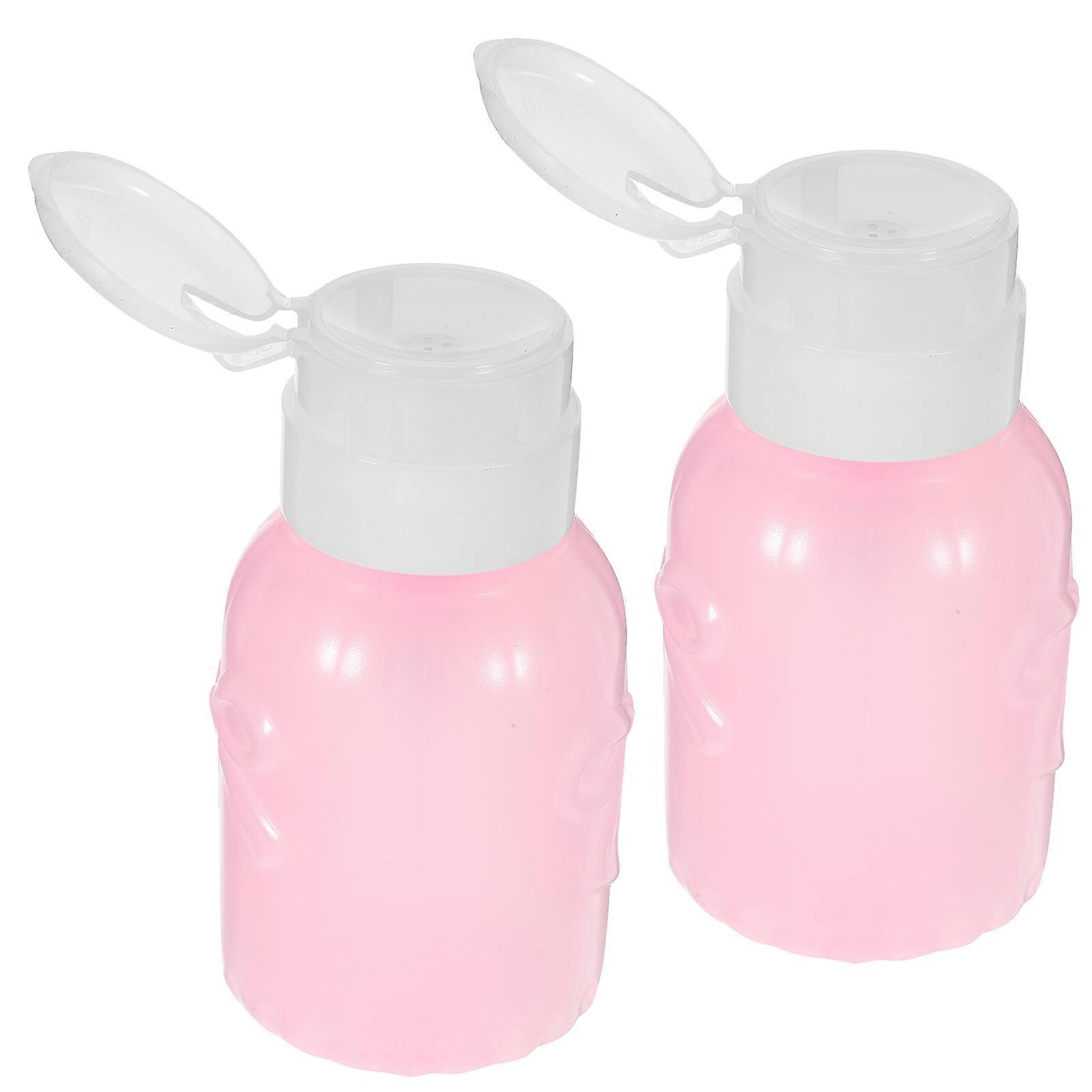 Plastic Nail Polish Remover Press Bottle for Storage 2Pcs Pump Bottles