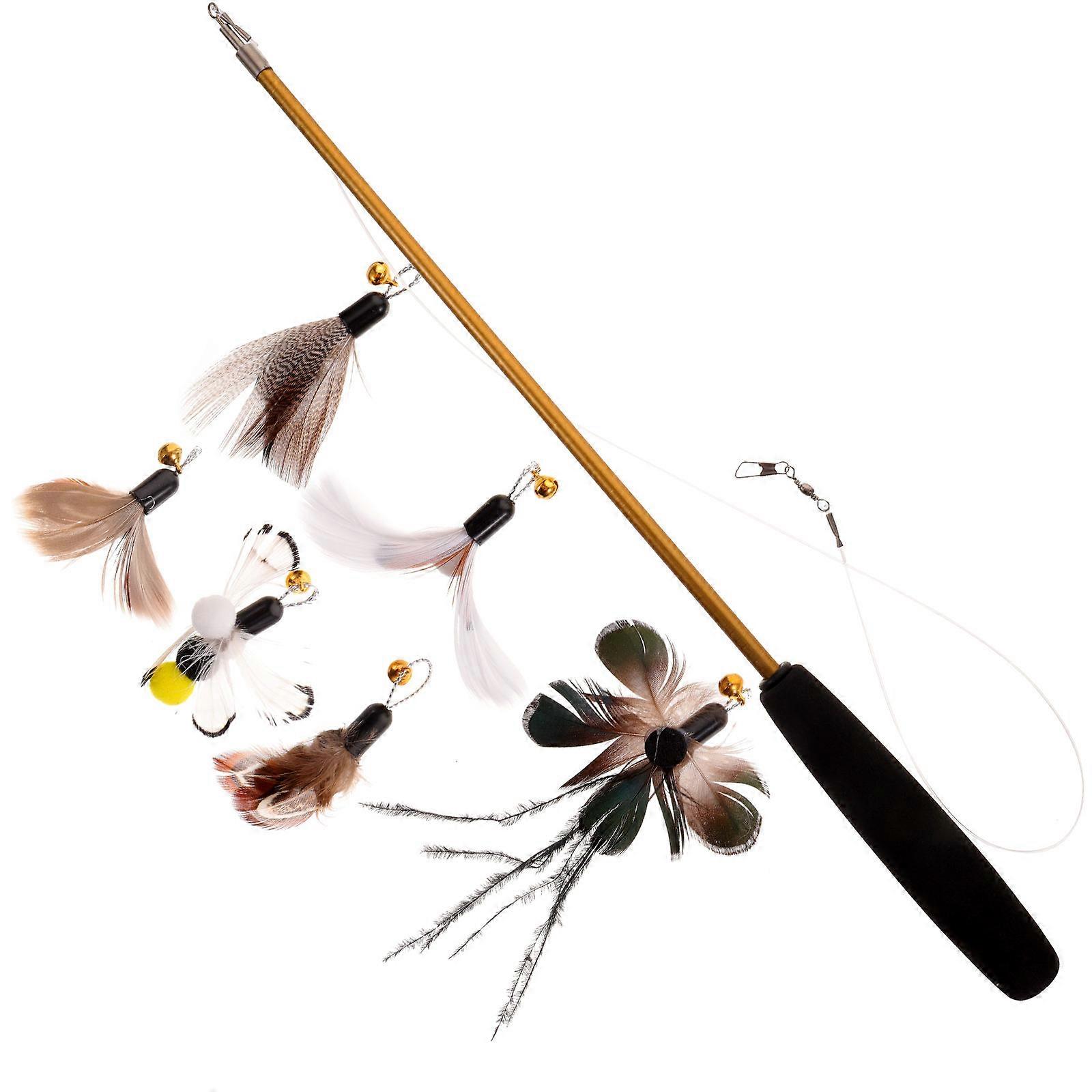 Indoor Cat Wand Toys Interactive 1Set Simulated Bug Refills for Cats