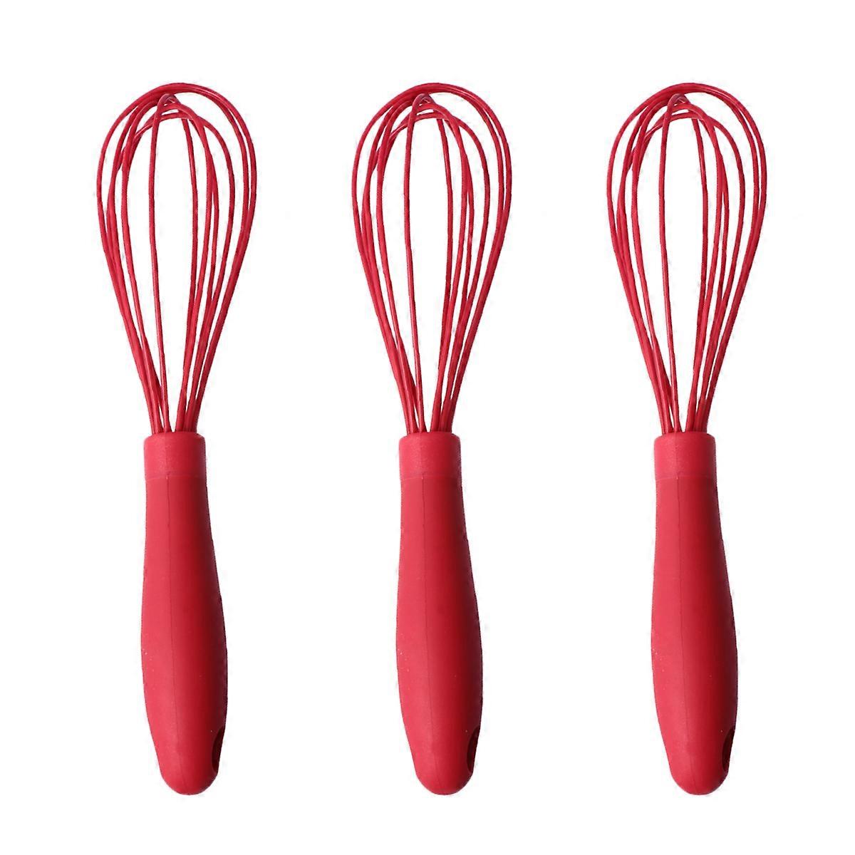 Silicone Egg Beaters Kitchen Tools for Whisking 9Pcs Red Set