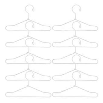 Cabides de metal branco em miniatura para bonecas, perfeitos para decoração e uso em casinhas de boneca. Pacote com 10 peças.