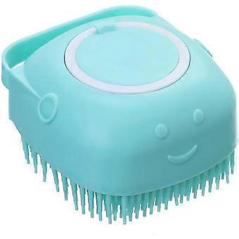 Pet bath brush rubber clip bading shampoo massage brush for cat dog shower groomingblue [MI]