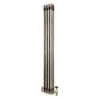 Traditional 3 Column Radiator & Valves – 1500mm x 200mm - Raw Metal