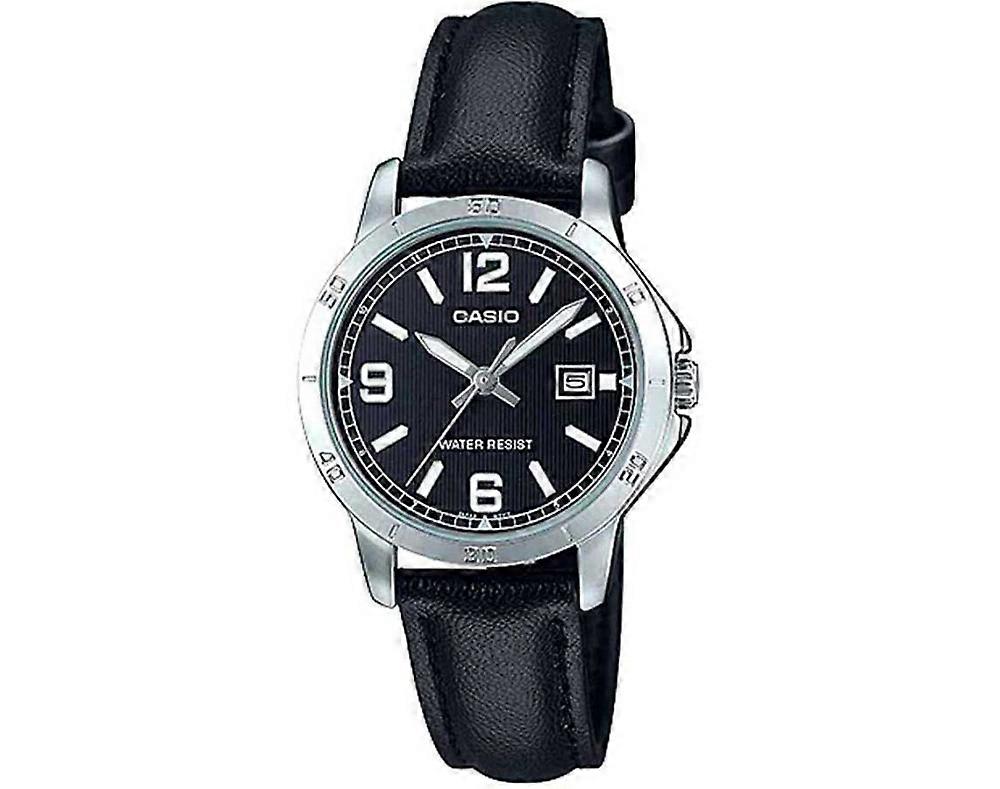 CASIO COLLECTION LADY DATE, LEATHER - BLACK