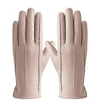 AWZXDE Ladies' 2024 Autumn and Winter Solid Color Versatile Windproof Thick Cold Leather Gloves Compatible ComCompatiblet and Style Khaki fast xm