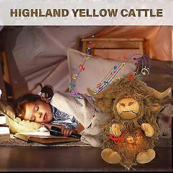 Breathing Cow Soft Plush Animal Stuffed Toy Compatible Soothing Home Decors Nursery Ornament Doll with Light and Music