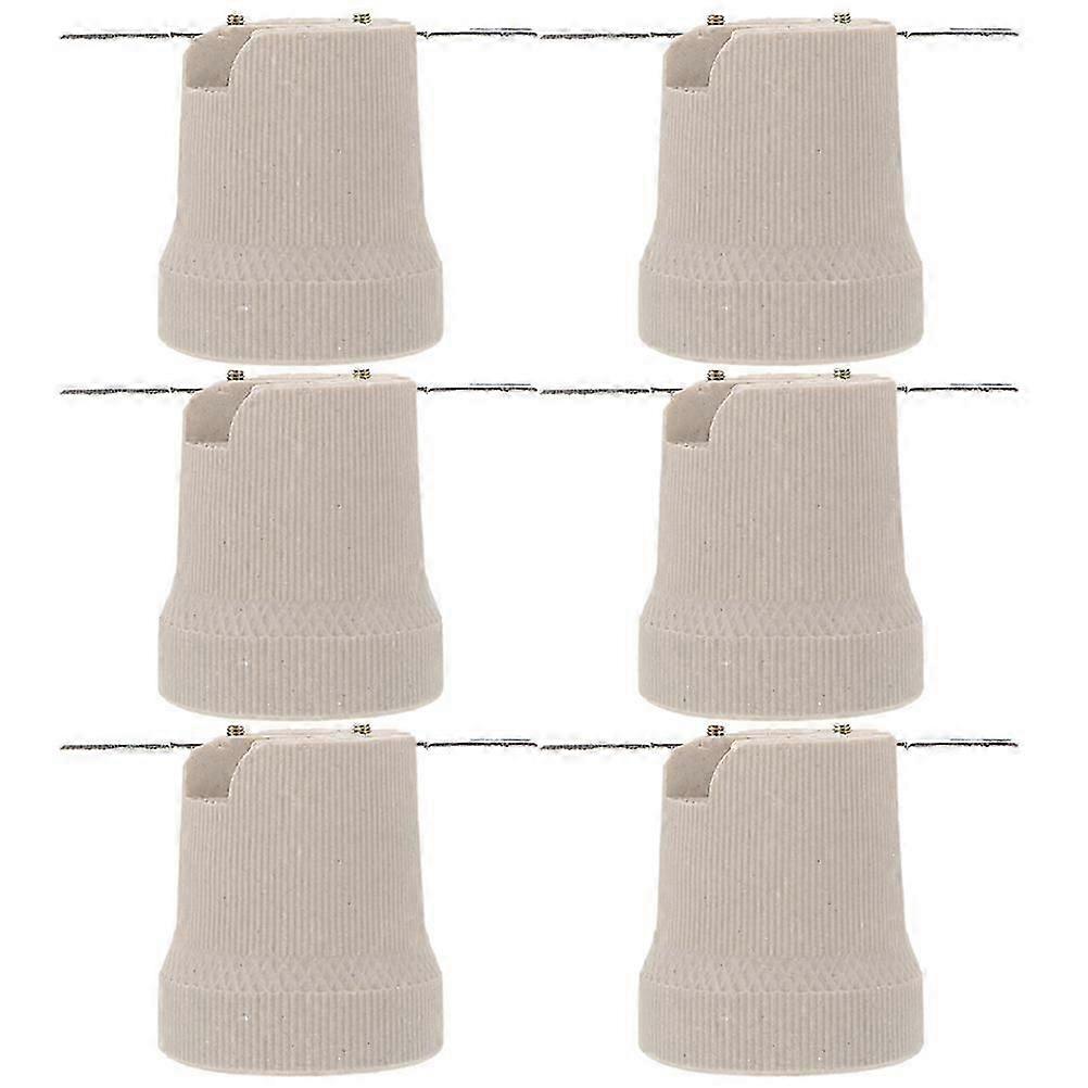 Beige Ceramic Lamp Holder for Candelabra Socket Replacement 6Pcs E27