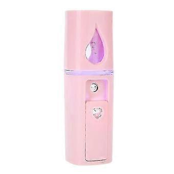 Handheld Facial Mist Moisturizer, USB Rechargeable Nano Ionic Mist  Hydrates, Prevents Makeup Smudging, Portable for Travel & Daily Use (Pink)