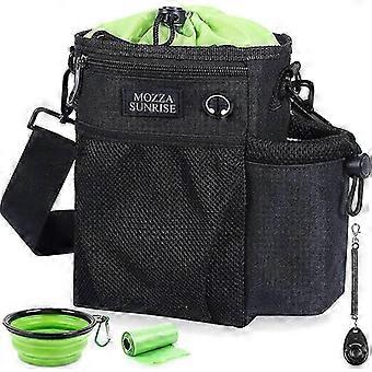 Dog treat bag, large capacity training dog treat bag, dog treat bag with belt, extra pocket for water bottle, dog clicker and other accessories