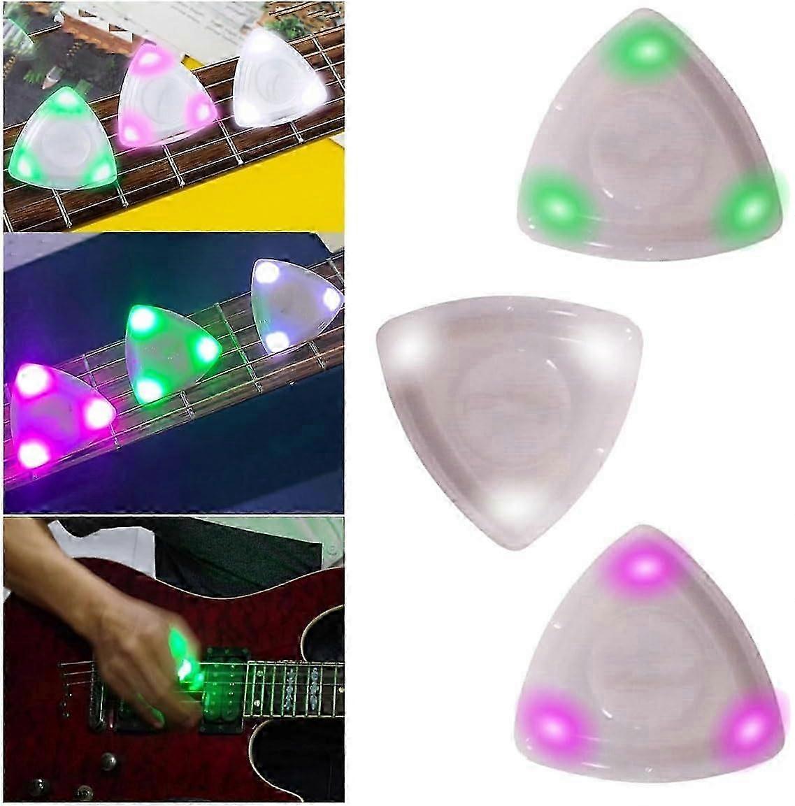 3st Light Up Gitarr Plektrum, Gitarr Plock Gitarr Plockar Akustiska LED Gitarr Plockar Ukuleleple Medium Gitarr Tumme Plockar Ersättning Gitarr Plockar