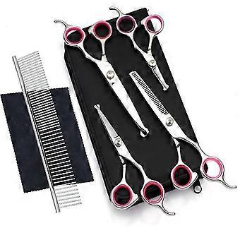 Dog Grooming Scissors Kit Professional Safety Thinner Comb (set Of 7)