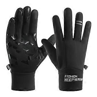 QingHai 1 Paar Reithandschuhe Wasserdichte Anti-Rutsch-Partikel-Handfläche Touchscreen Fünf Finger Unisex Warm Weich Winddicht Outdoor Klettern Camping Handschuhe