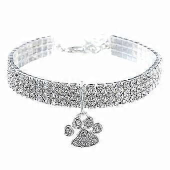 Shining Cat Collar Elastic Adjustable Puppy Pet Necklace With Diamante Rhinestone Neck Strap