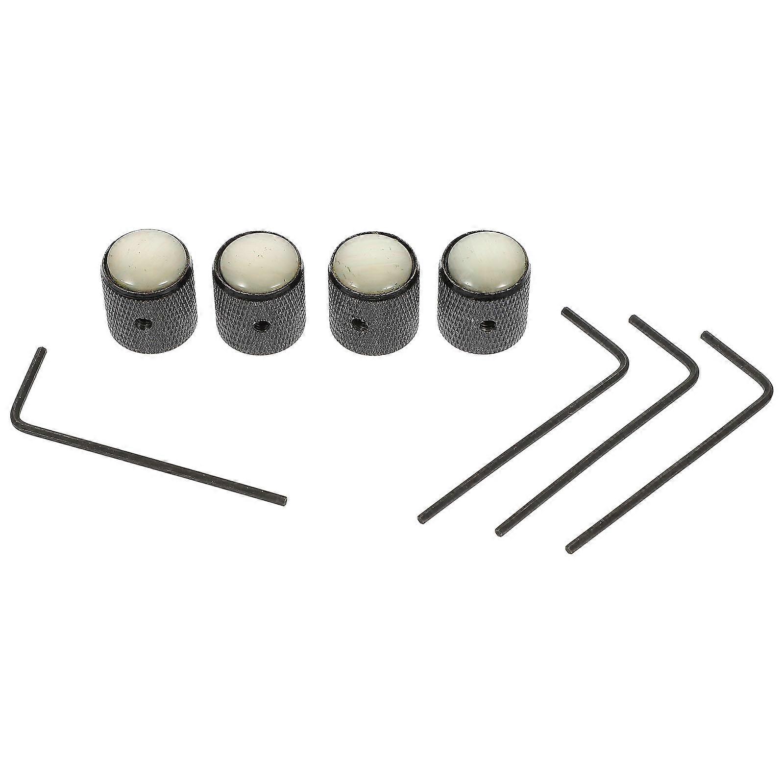 4 Sets Metal Electric Guitar Knobs Bass Dome Control Knobs with Wrenches