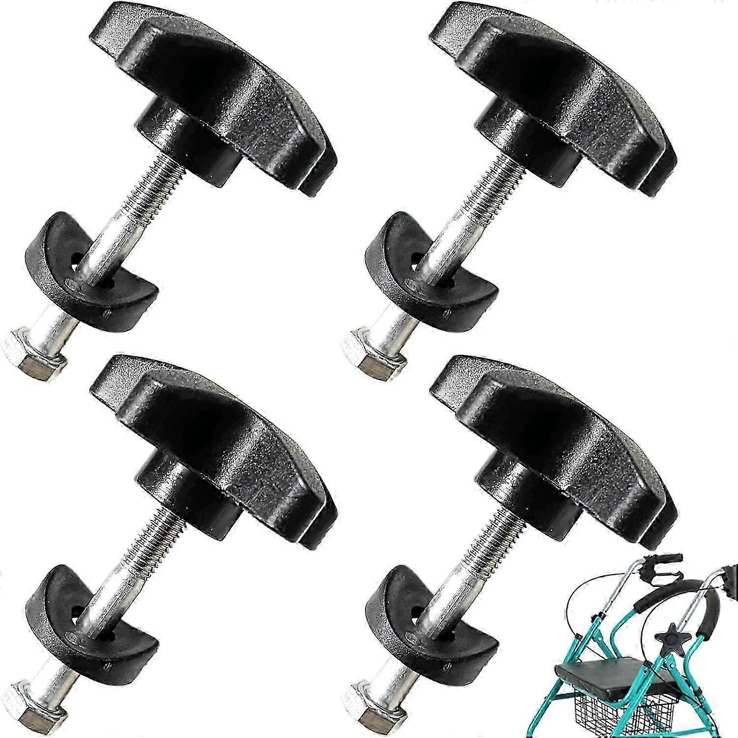 Aswewamt 4 Sets Rollator Walker Replacement Knobs Replacement Support Arm Handle Length Control Knob Accessories Arm Adjustment Knobs for Rollator