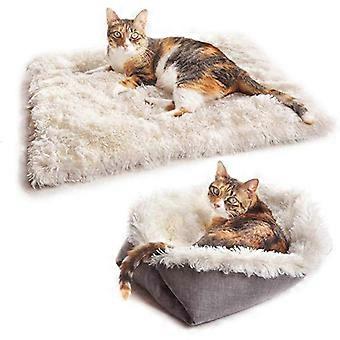 Self-heating plush mat compatible with cats and small dogs, 2 in 1 function, soft plush blanket compatible with indoors and outdoors