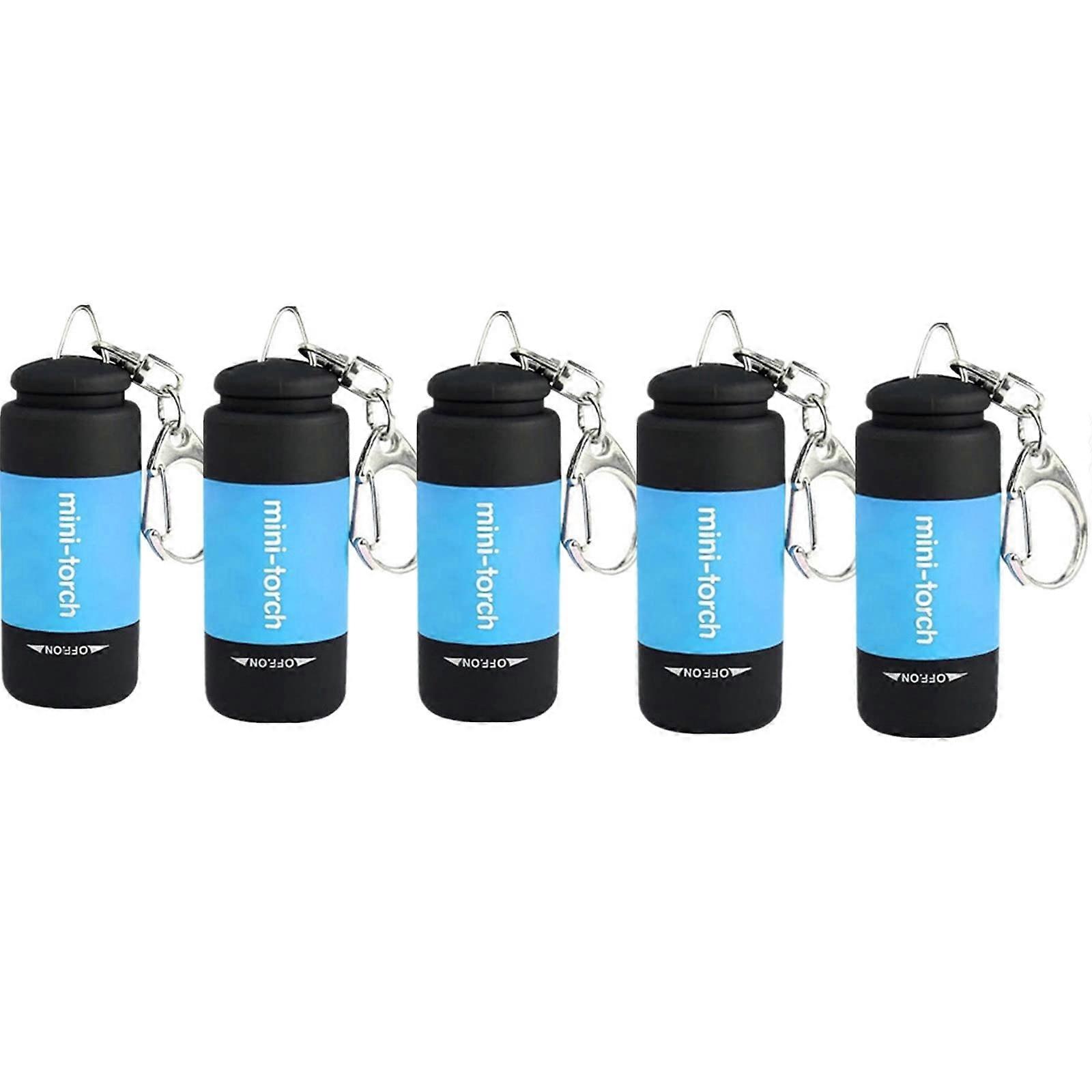 Mini LED Flashlight 5 Pack USB Rechargeable Keychain Torch Compact Pocket Light for Camping