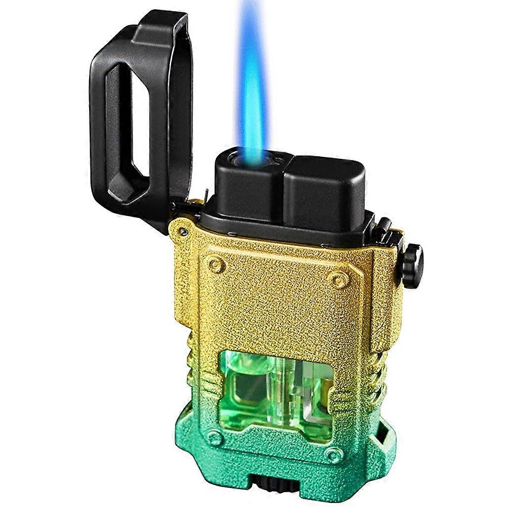 Torch Lighter with Flashlight, Windproof Double Jet Flame, Refillable Butane, Adjustable Flame Power, T1
