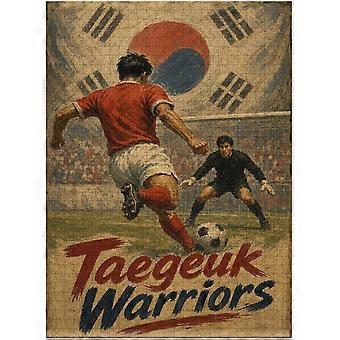 Quebra-cabeça retrô com pôster de futebol da Coreia do Sul - Decoração de parede para fãs e torcedores de futebol SQZ122