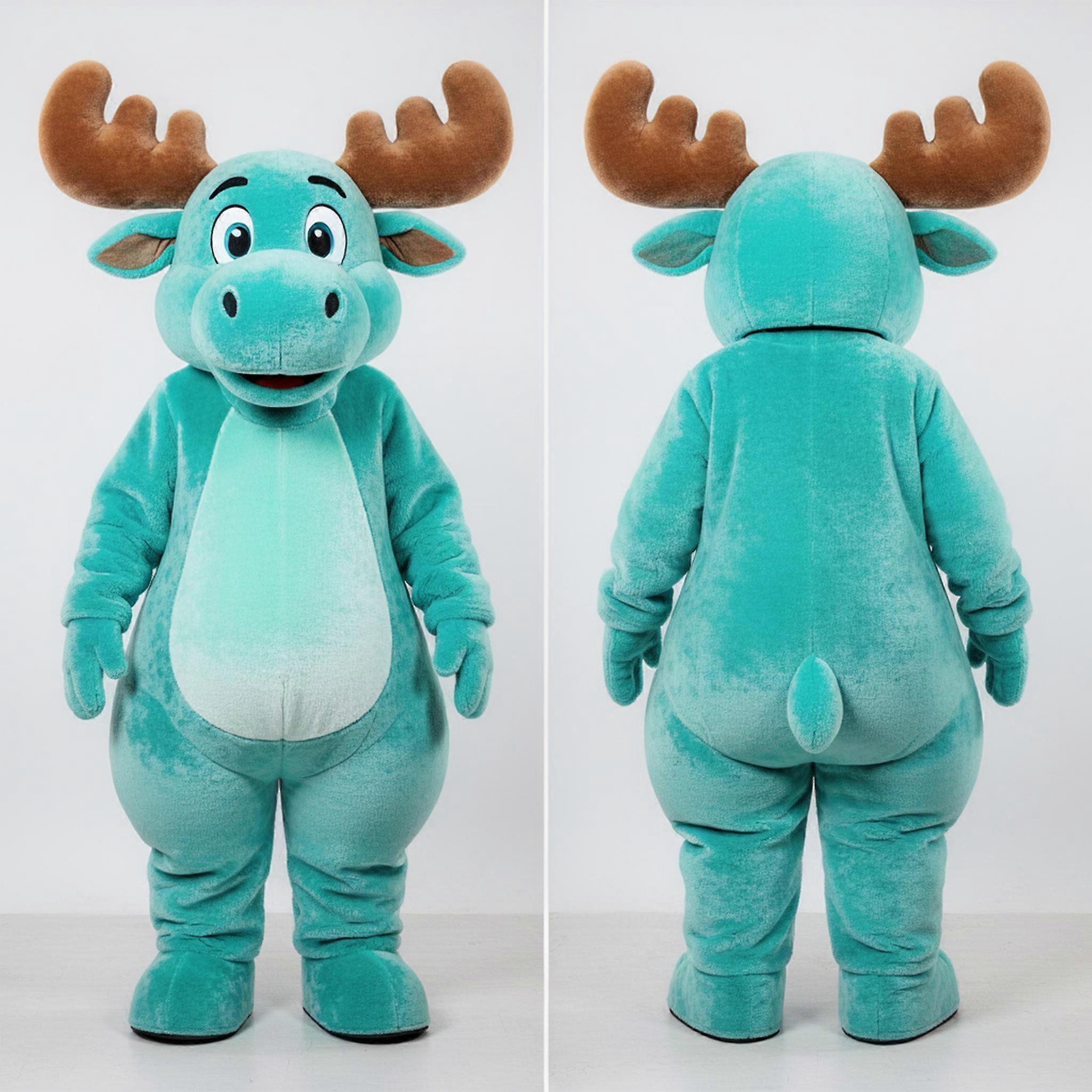 MASTICOT Turquoise Velvety Moose Mascot