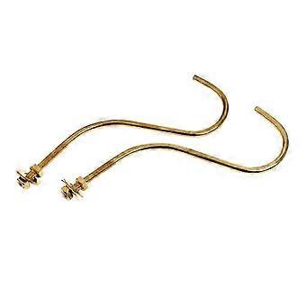 Brass Billiards Pool Table Edge Hook Cue Rack, 2 Pieces, 22cm, Screw Thread for Cue Storage