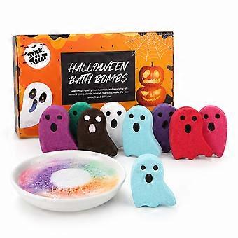 Halloween-Badebomben, niedliches Geister-Badebomben-Set mit 6 lustigen Formen, sprudelndes Badespielzeug für Kinder, gruselige Weihnachtsgeschenke & Füllmaterial für Halloween-Körbe