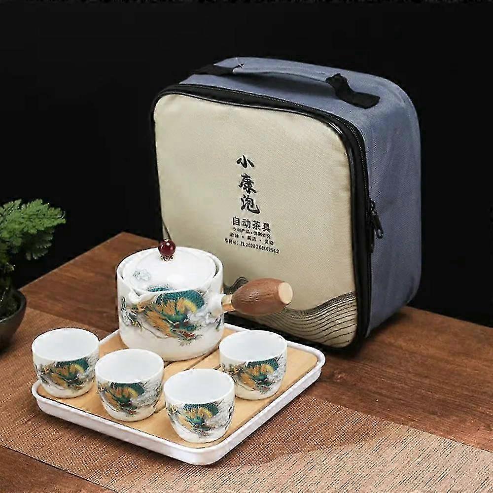 Portable Gongfu Tea Set With Rotating Teapot