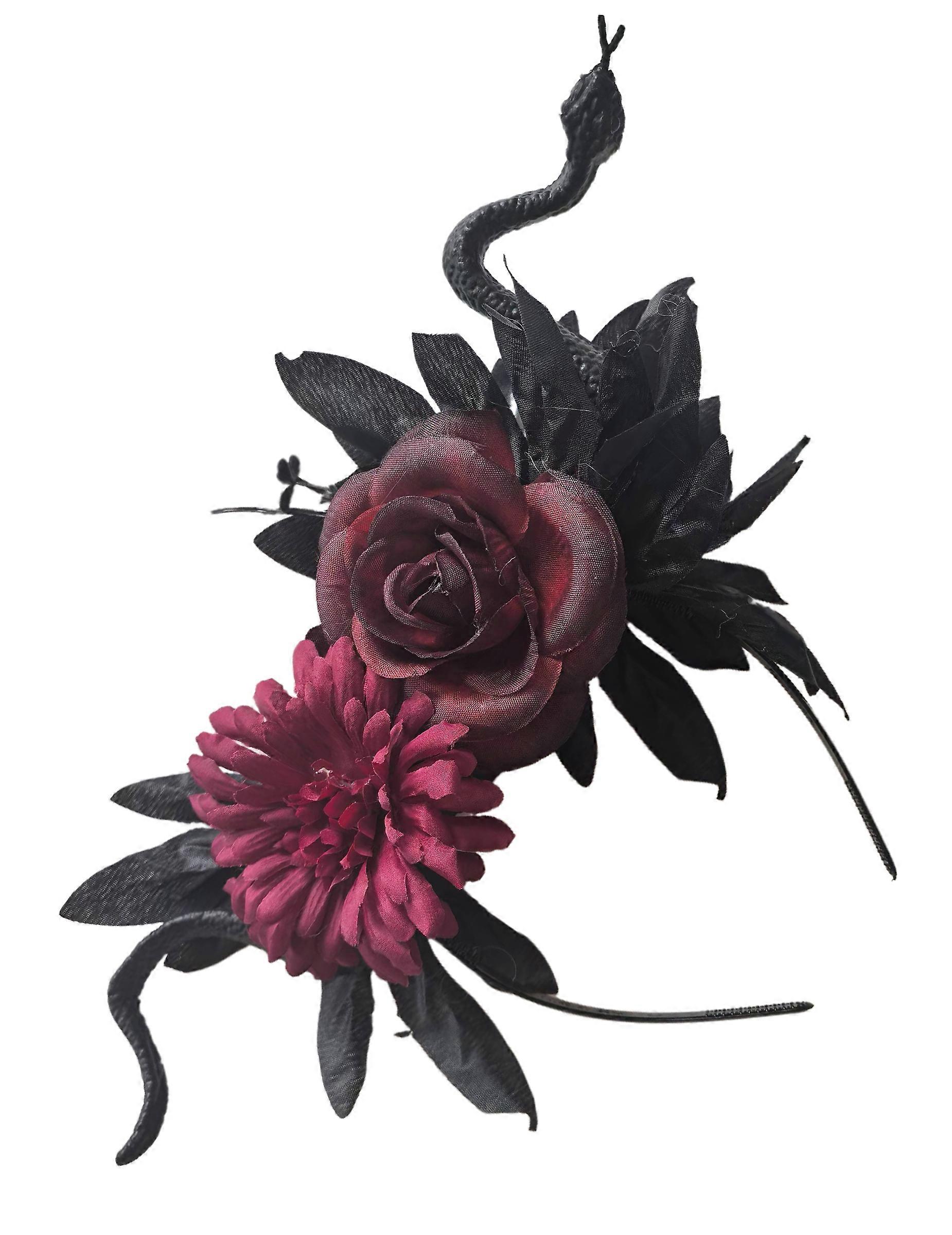 Serre-tête fleurs rouges et serpent démoniaque