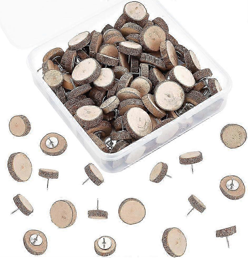 Decorative Wood Map Tacks 100pcs Set