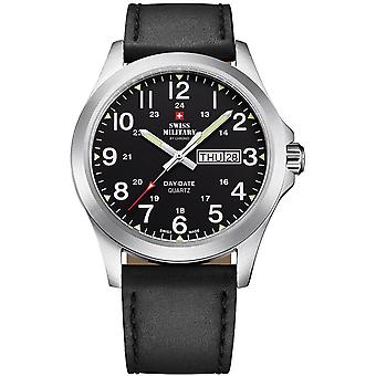 Swiss militar Chrono relógio de quartzo analógico homem com pulseira cowskin SMP 36040.15