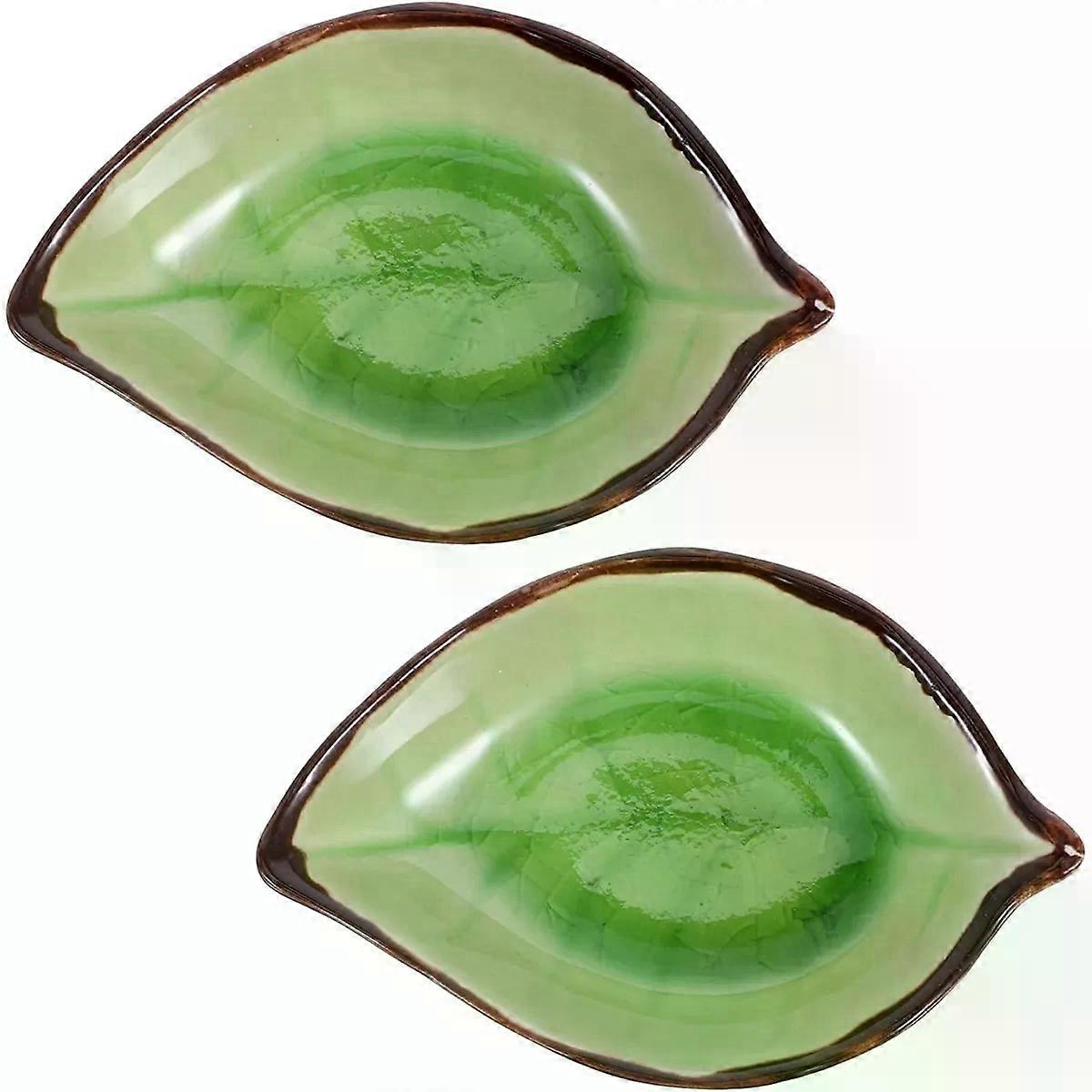 Leaf Spoon Rest 2 Pack for Kitchen Counter Light Green