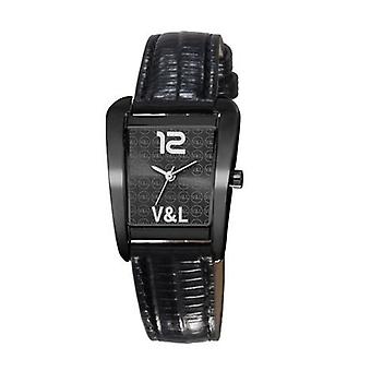 V & l Tattoo-Uhr für Frauen Analog Quarz mit Rindsleder Armband VL063201