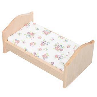 Mini House Furniture Wooden Bed for Decoration Miniature Toy Accessory