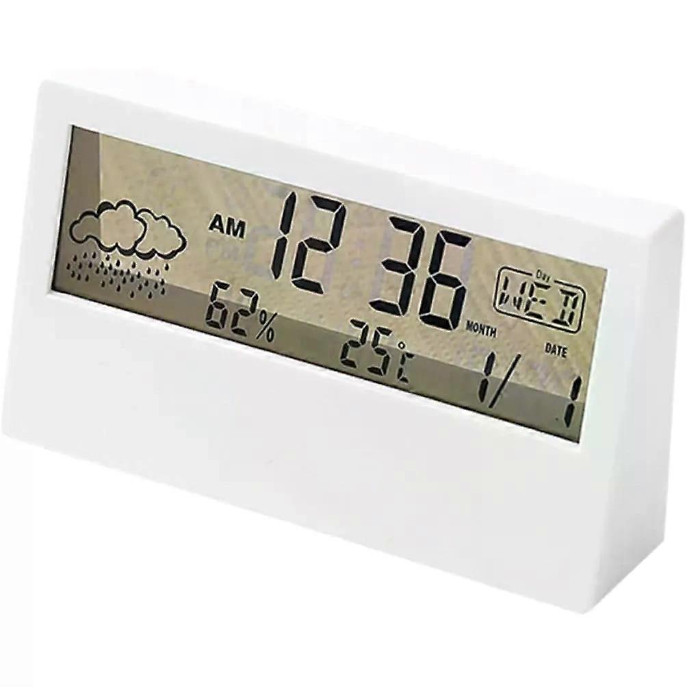 Digital Alarm Clock White with Weather Display, Large Screen